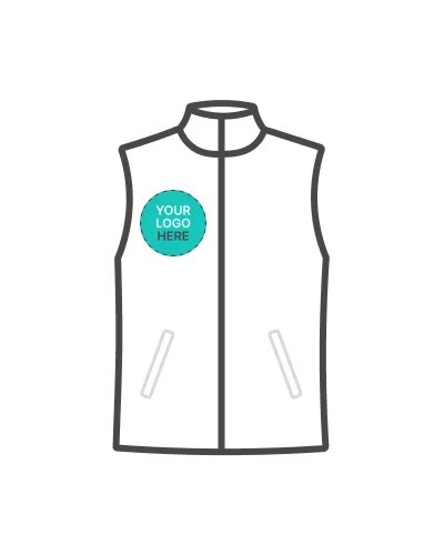 a white vest with a logo on it