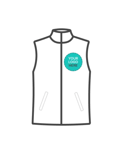 a white vest with a logo on it