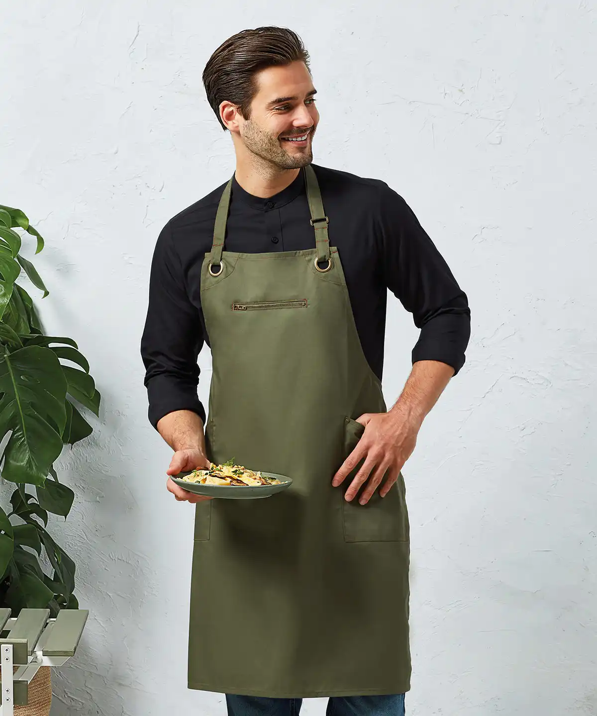 Barley Contrast Stitch Bib Apron Barley Contrast Stitch Bib Apron