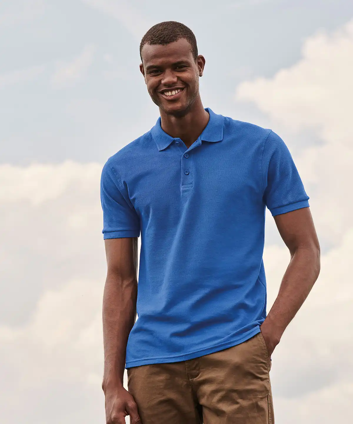 Premium Polo Shirt a man in a blue shirt