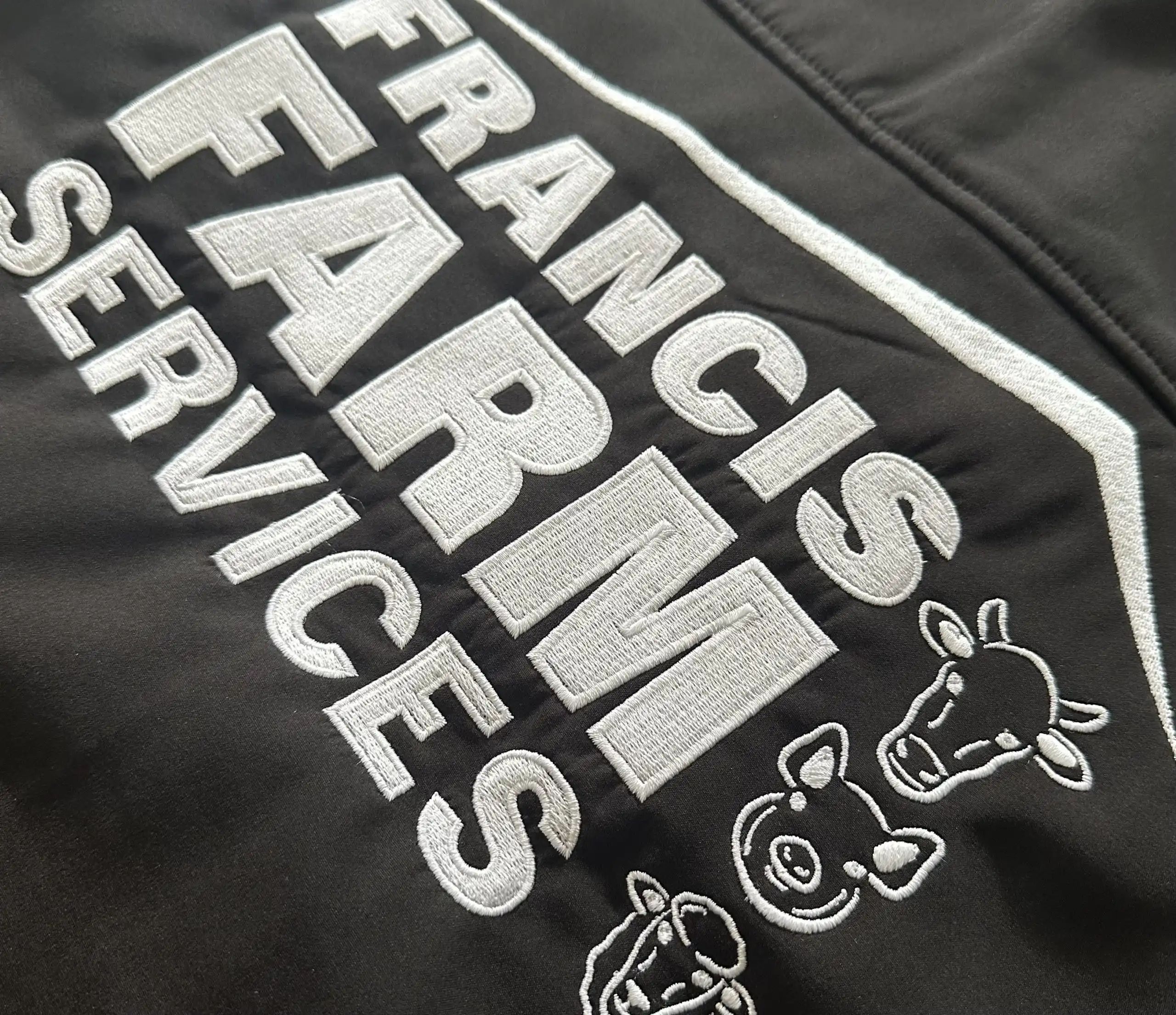 a close up of a black jacket