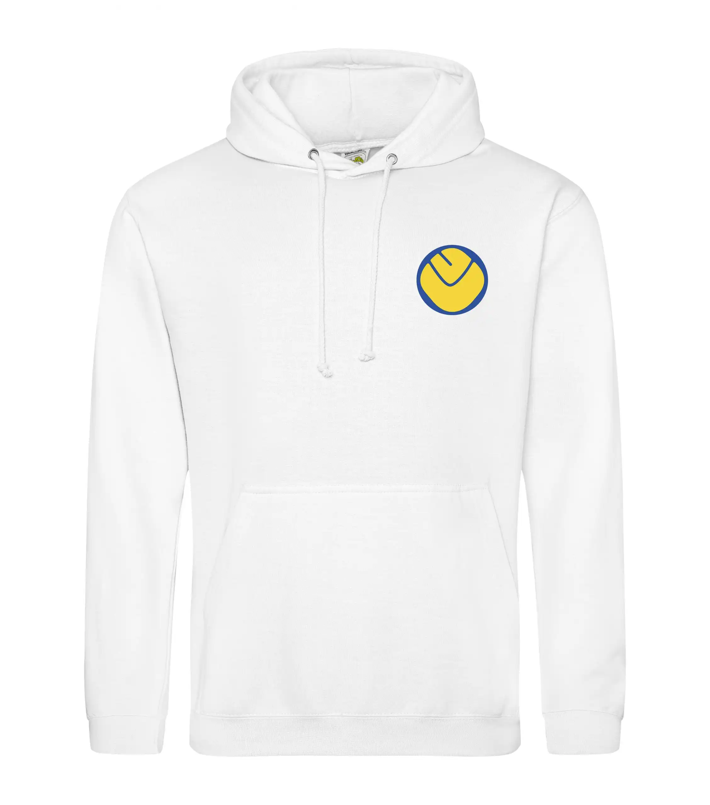 Leeds white hoodie on a white background