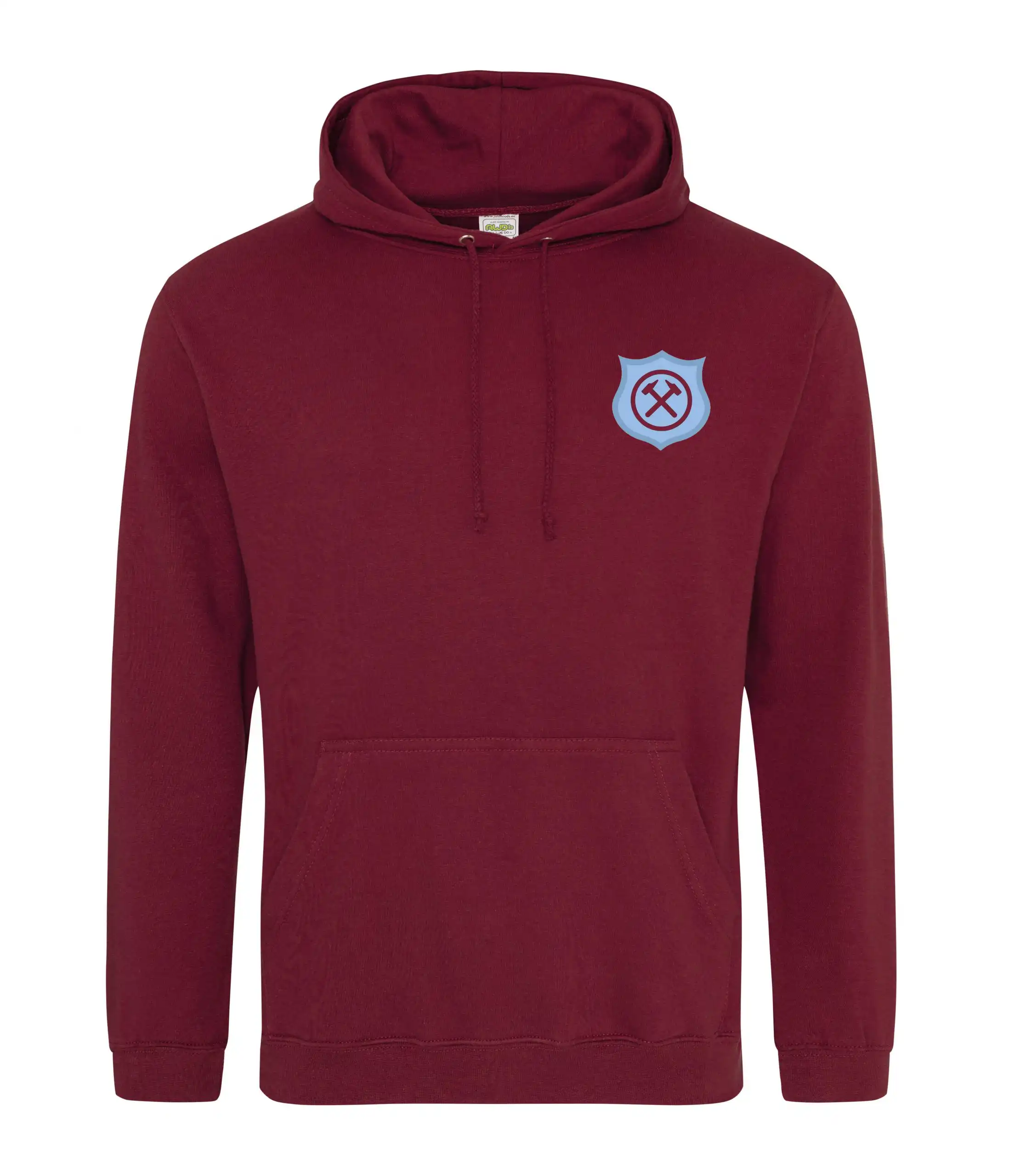 West Ham Burgundy hoody on a white background